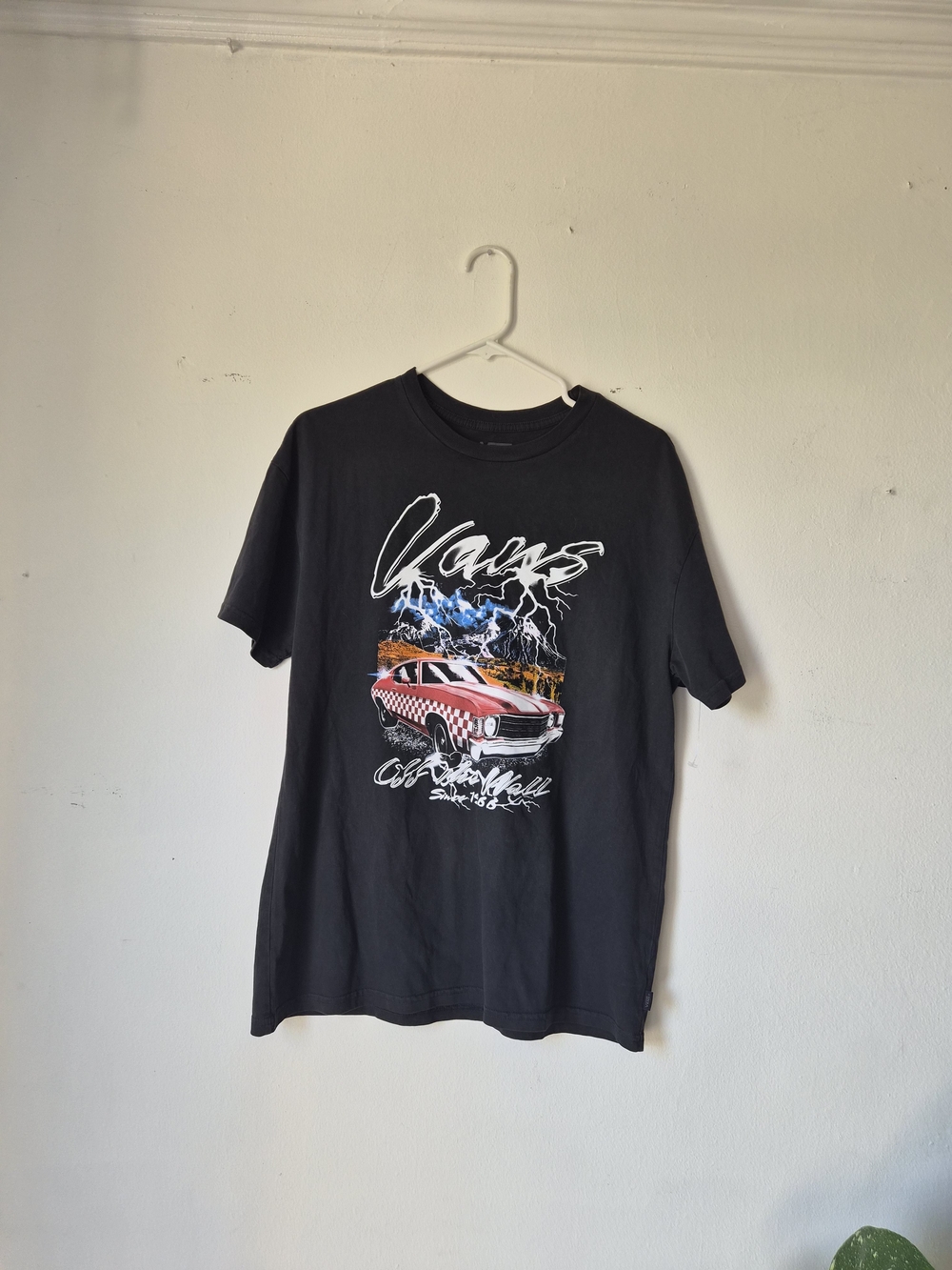Vans Black Short-Sleeve Tee with Orange Car Graphic